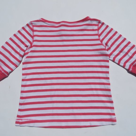L.L. Bean Top Girls 6-7 Shirt 3/4 Sleeve Kids t-shirt Pink Stripes Cotton llbean - Picture 9 of 9
